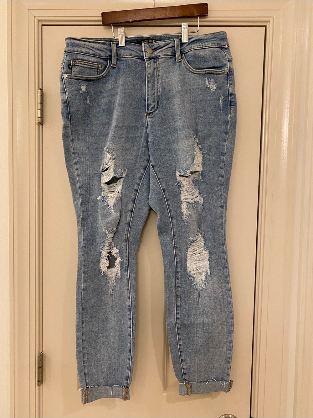 Judy Blue 14W Light Blue Distressed Skinny Fit Jeans